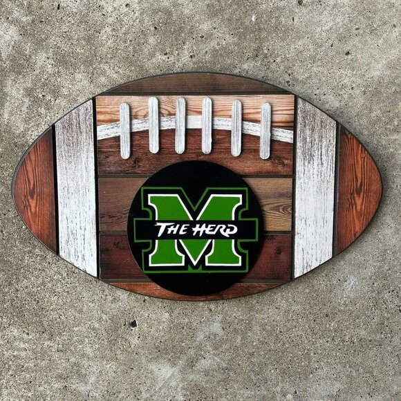 Marshall “THE HERD” Football Wood Decor Sign “3D” Hang on Door or Wall “Go Herd” - Picture 4 of 5